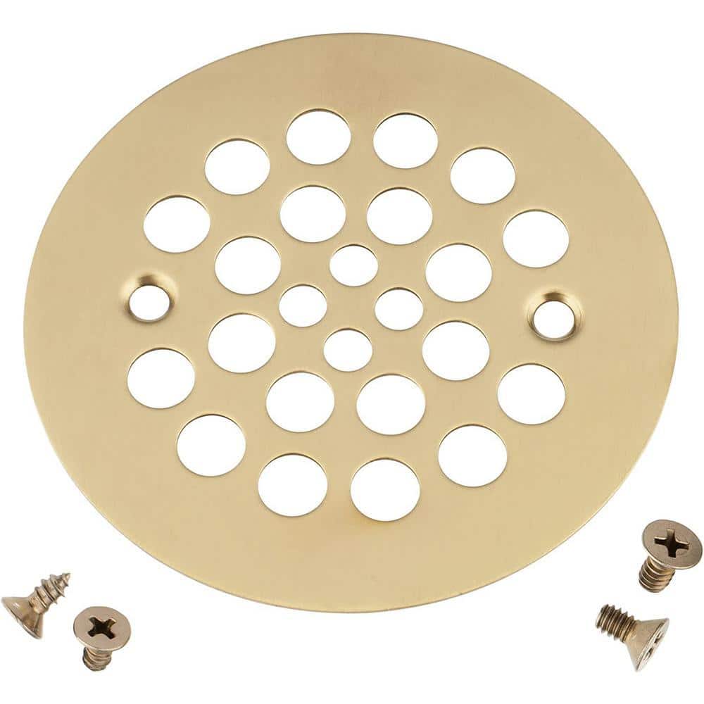 Dyiom 4.25 in. W x 4.25 in. D Golden Shower Strainer Drain Trim Set, Screw in Shower Strainer Drain Cover (1)
