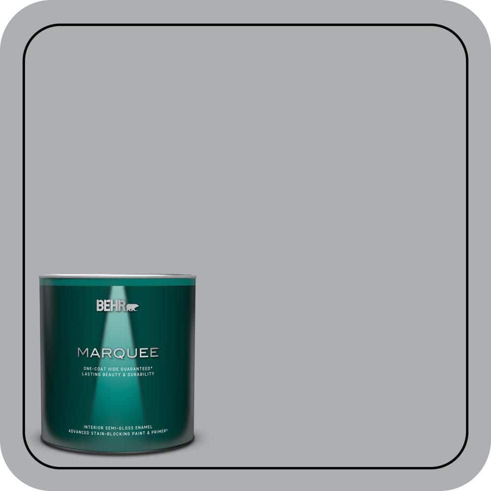 BEHR MARQUEE 1 qt. #N500-3 Tin Foil One-Coat Hide Semi-Gloss Enamel Interior Paint & Primer