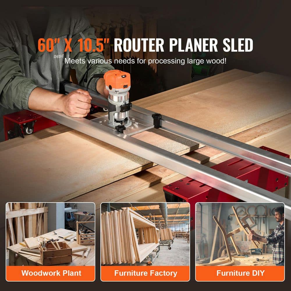 SKYSHALO Router Sled 60 in. Portable and Easy to Adjust Woodworking Router Sled 0 Amps Plasma Cutter for Flattening Slabs (2)