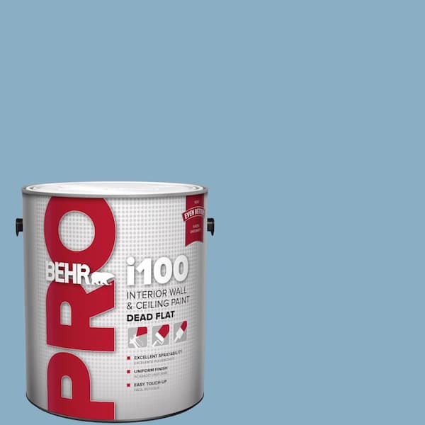 BEHR PRO 1 gal. #S500-4 Chilly Blue Dead Flat Interior Paint (2)