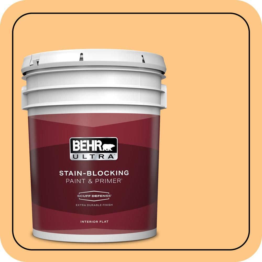 BEHR ULTRA 5 gal. #P240-4 Mango Tango Extra Durable Flat Interior Paint & Primer