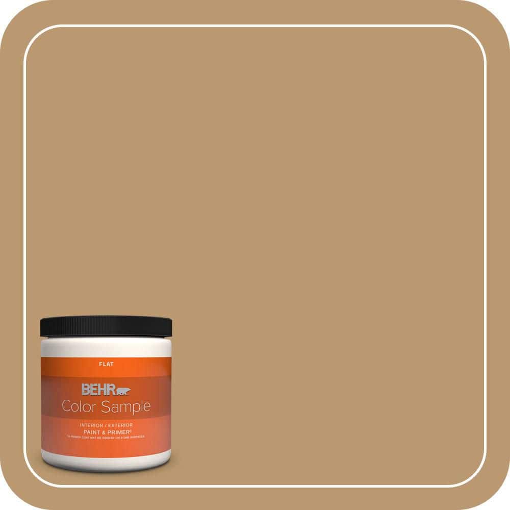 BEHR PREMIUM PLUS #ECC-24-1 Amber Leaf Flat Interior/Exterior Paint & Primer Color Sample (1)