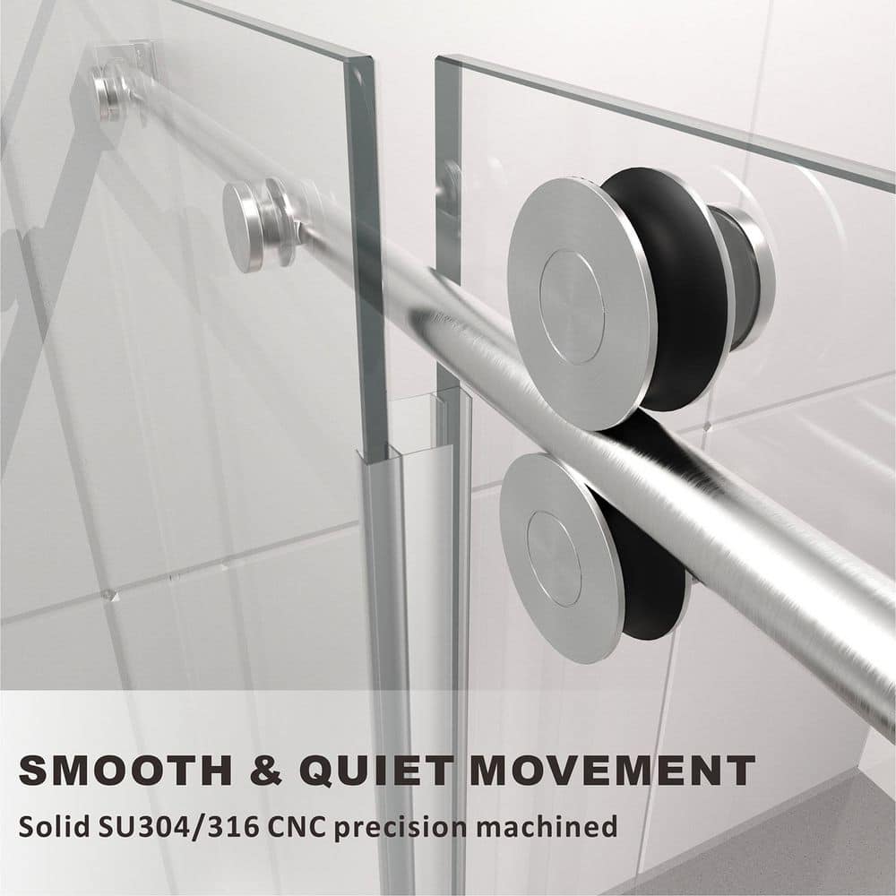 UNIKOO UKS04 49 in. W 80 in. H 38 in. D U-Channel Sliding Frameless Corner Shower Enclosure in, Glass (3)