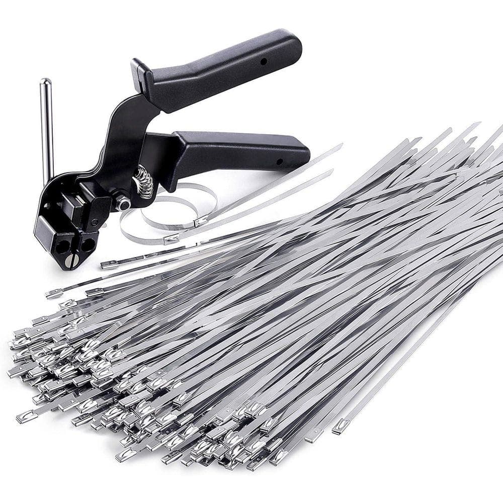 NVNOO 11.8 in. Uv Resistant Heavy Duty Cable Ties for Fence Exhaust Pipe with Stainless Steel Cable Tie Gun (150-Pack) (1)
