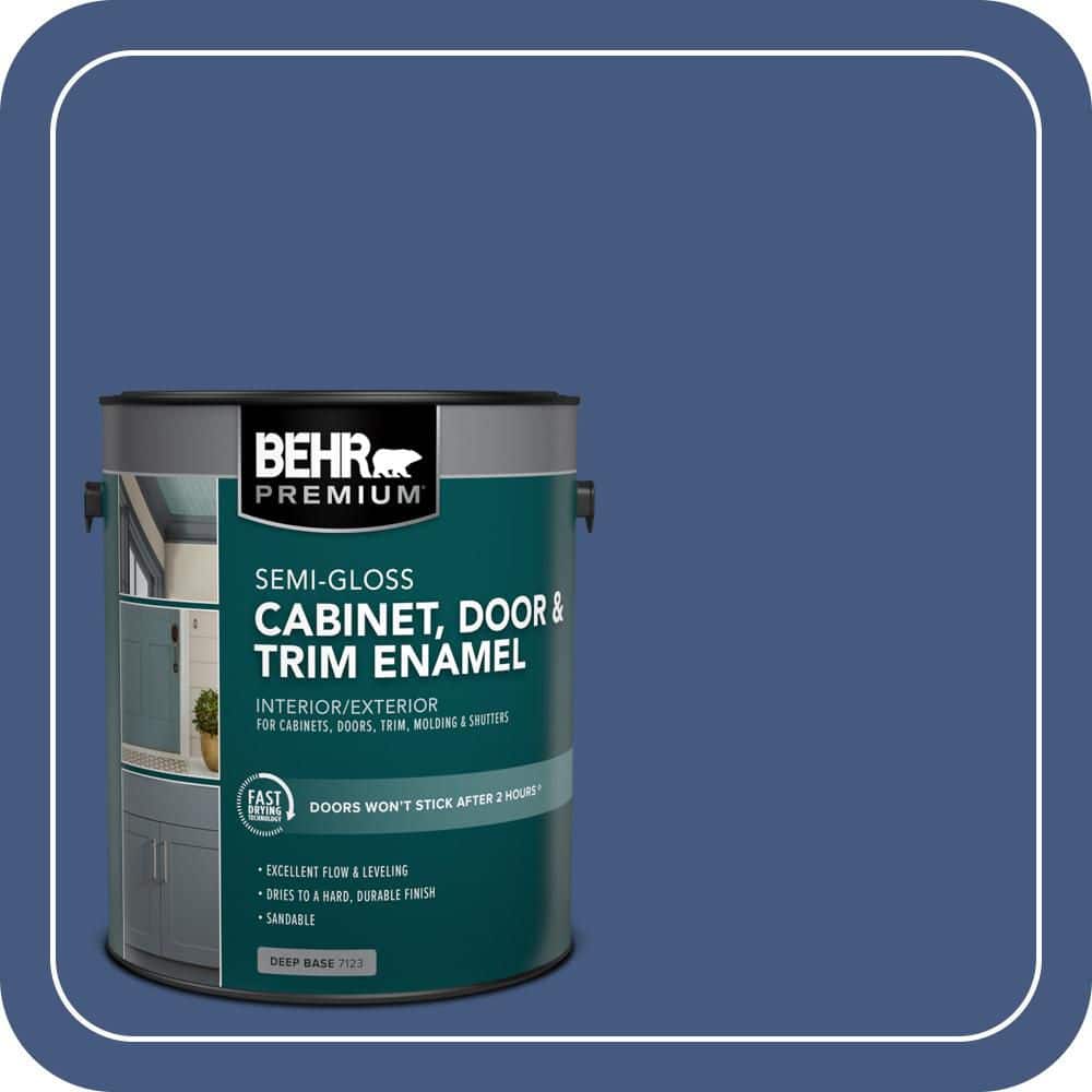 BEHR PREMIUM 1 gal. #M540-7 Optimum Blue Semi-Gloss Enamel Interior/Exterior Cabinet, Door & Trim Paint