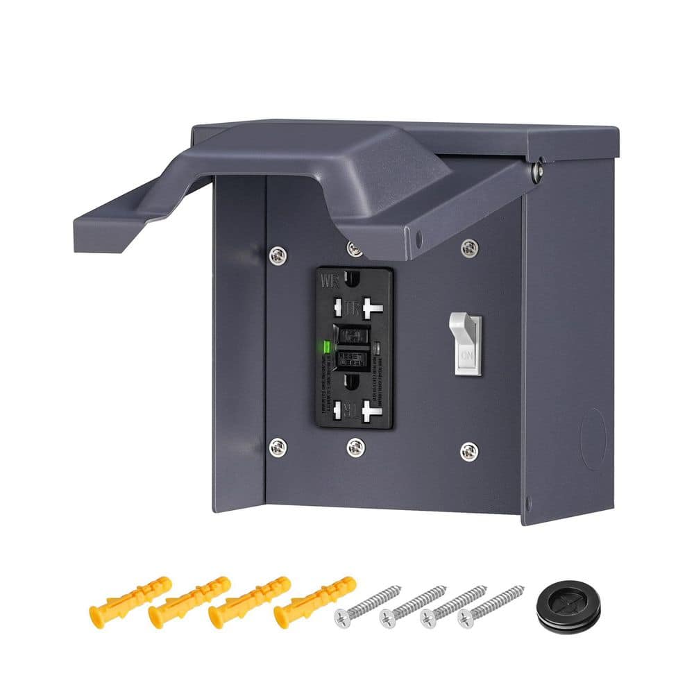 BeamBox Outdoor Outlet Box with 20 Amp WRTR GFCI Receptacle Safety Switch, Weatherproof 3R Enclosure for Yard, Christmas Decor (1)