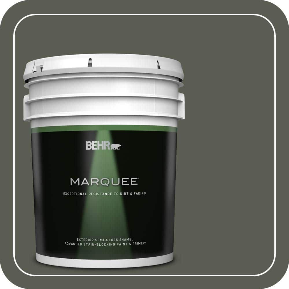 BEHR MARQUEE 5 gal. #N380-7 Black Bamboo Semi-Gloss Enamel Exterior Paint & Primer