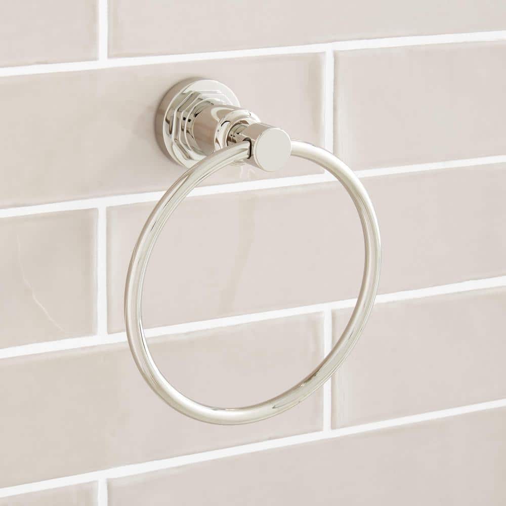 SIGNATURE HARDWARE Greyfield Wall Mounted Towel Ring in Polished Nickel (2)