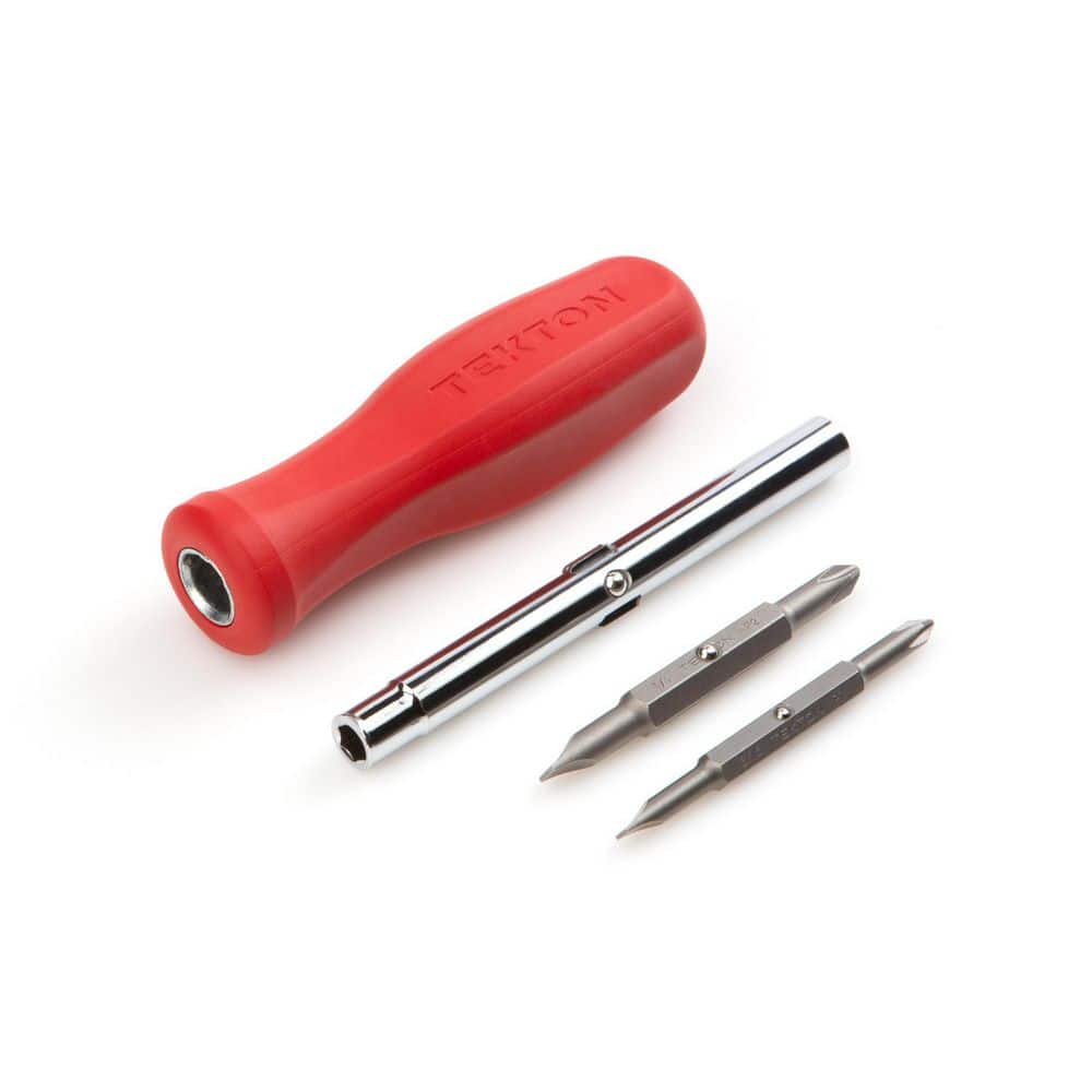TEKTON 6-in-1 Phillips/Slotted Screwdriver (#1 x 3/16 in., #2 x 1/4 in., Red) (2)