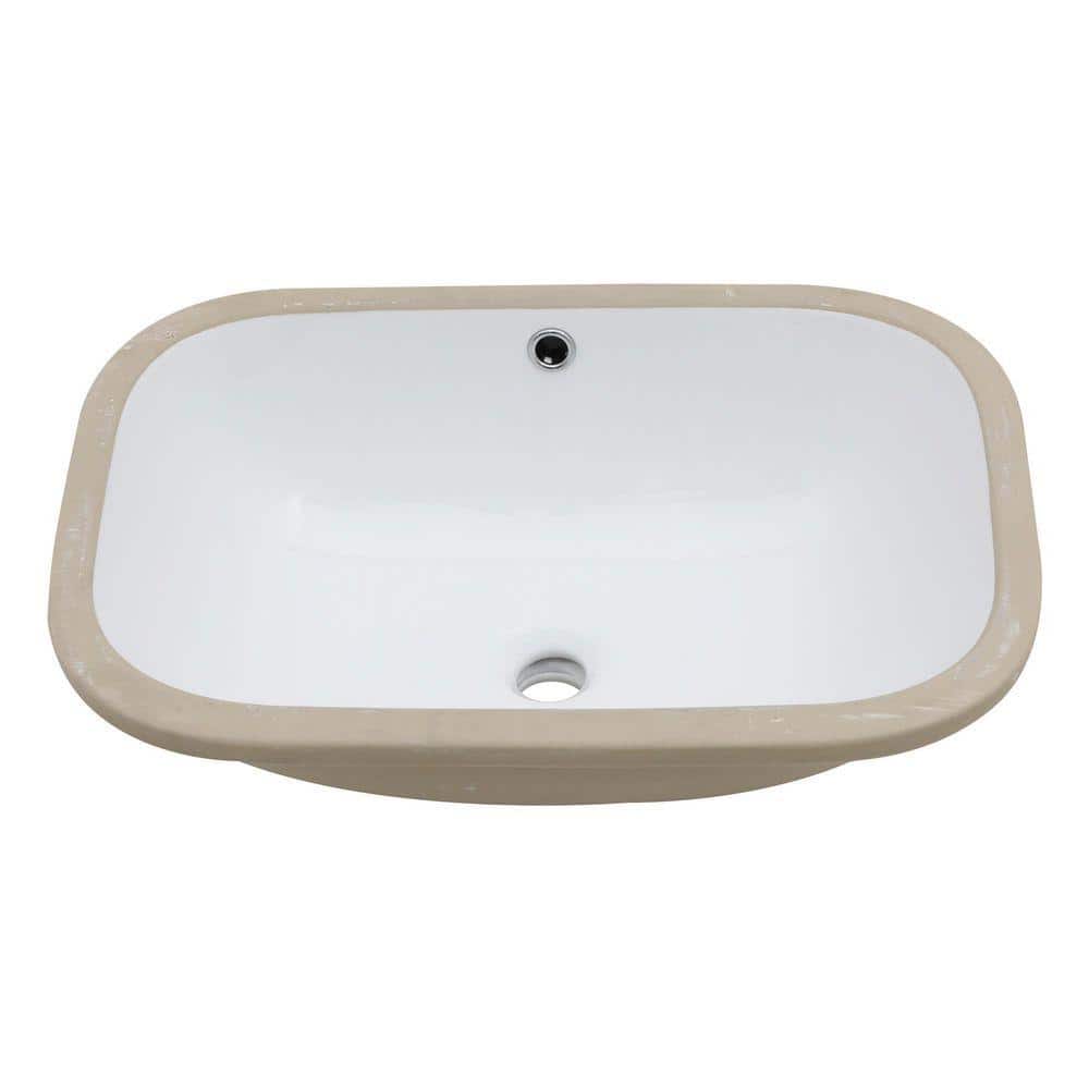 Logmey 22 in. x 15 in. Rectangular Vitreous China Undermount Bathroom Sink in White with Overflow Drain (1)