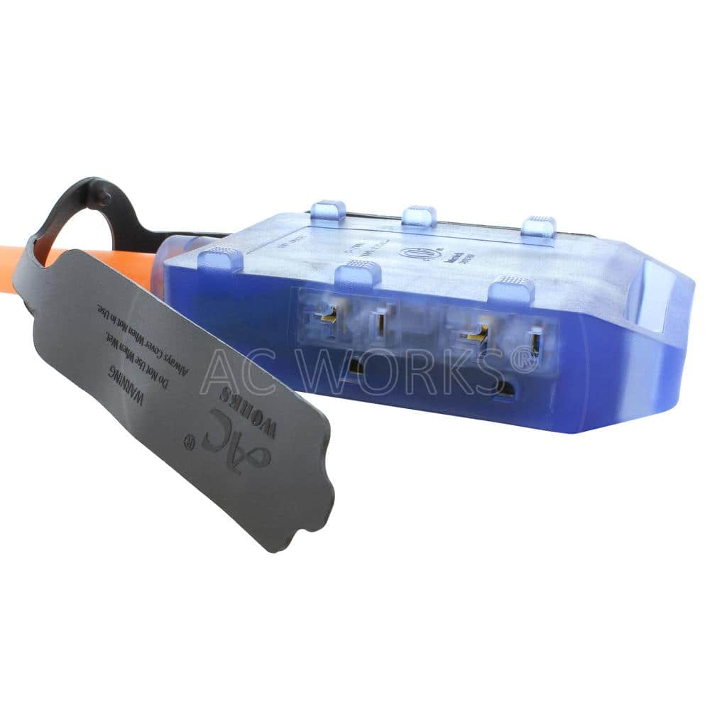 AC WORKS 1.5 ft. 10/3 STW 20 Amp Orange TT-30P RV 30A Plug to (4) Home Outlets with One 20A Breaker cETLus Certified Cord (3)