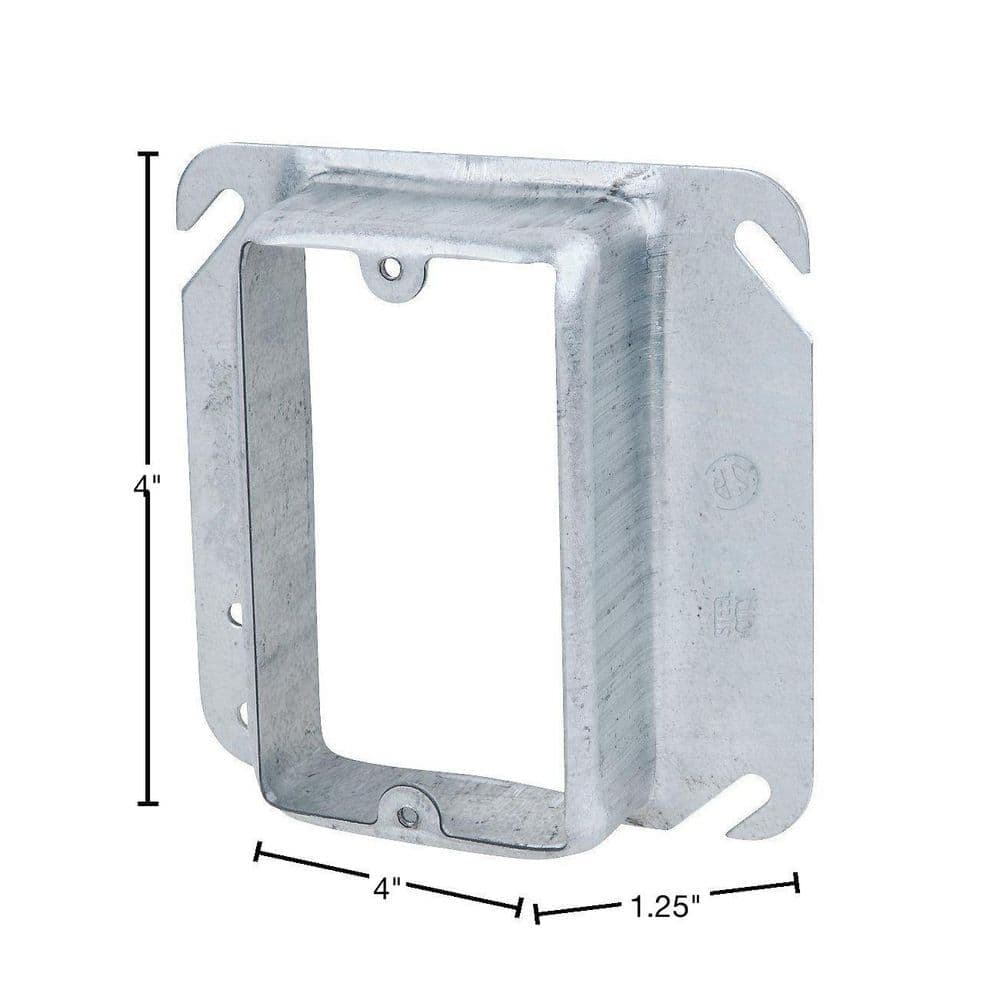 Steel City 1-Gang 4 in. Square Metal Electrical Box Mud Ring (52C16-25R) (4)