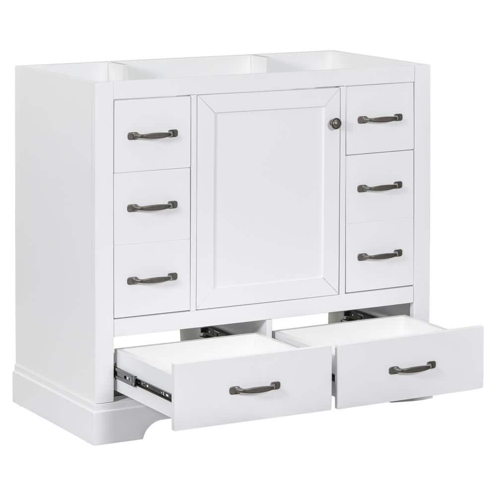 Amucolo 35.5 in. W x 17.9 in. D x 33 in. H Bath Vanity Cabinet without Top in White, Cabinet Base Only,Drawers, Adjustable Shelf (1)