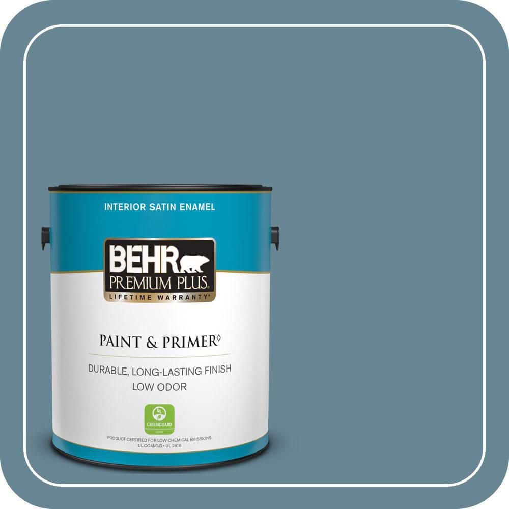 BEHR PREMIUM PLUS 1 gal. #MQ5-60 South Pacific Satin Enamel Low Odor Interior Paint & Primer