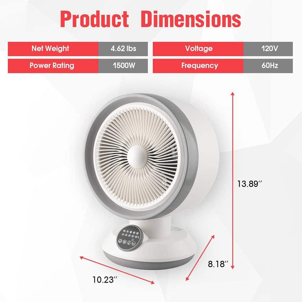 BeamBox 1500W Electric 2-in-1 Heater Fan Combo Portable Space Heater with Adjustable Thermostat and Oscillating Function (3)