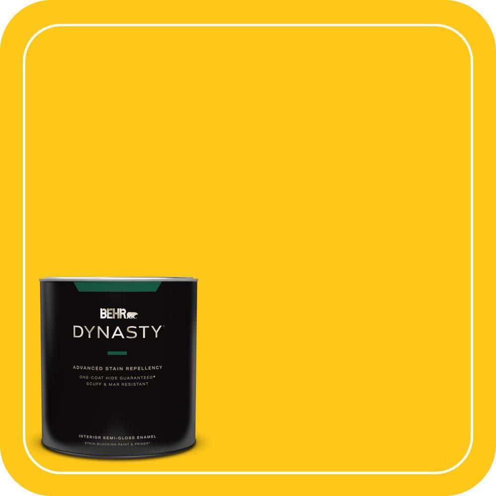 BEHR DYNASTY 1 qt. #P300-7 Unmellow Yellow Semi-Gloss Enamel Interior Stain-Blocking Paint and Primer