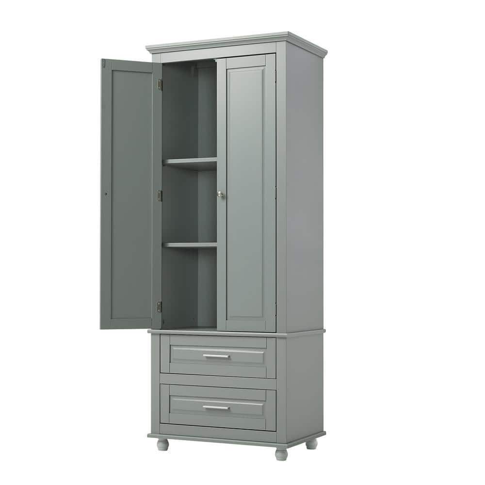 Nestfair 24 in. W x 15.7 in. D x 62.5 in. H Gray Linen Cabinet with 2-Drawers (2)