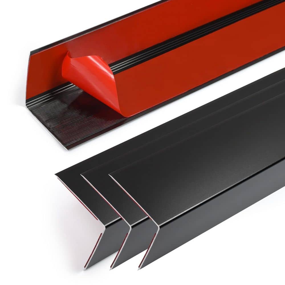 xinyoec 4-Pack 1 in. x 3.75 ft. Black Metal Corner Protectors, Aluminum Self Adhesive Corner Guards, Drywall Corner Bead