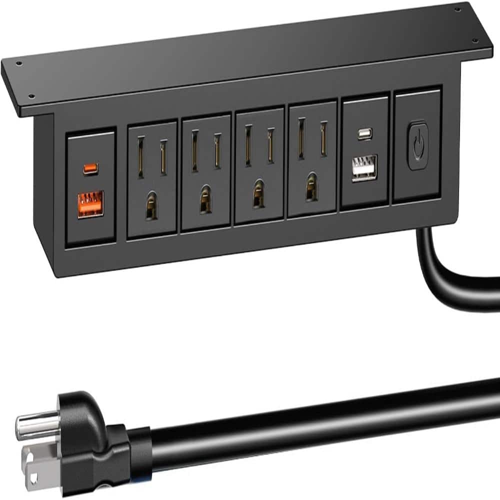 Unbranded Under Desk Power Strip with 20W USB C, QBA 8-in-1 Desk Outlet Station, 4 AC Outlets, 2 USB-C, 2 USB-A, 6FT (Black) (1)
