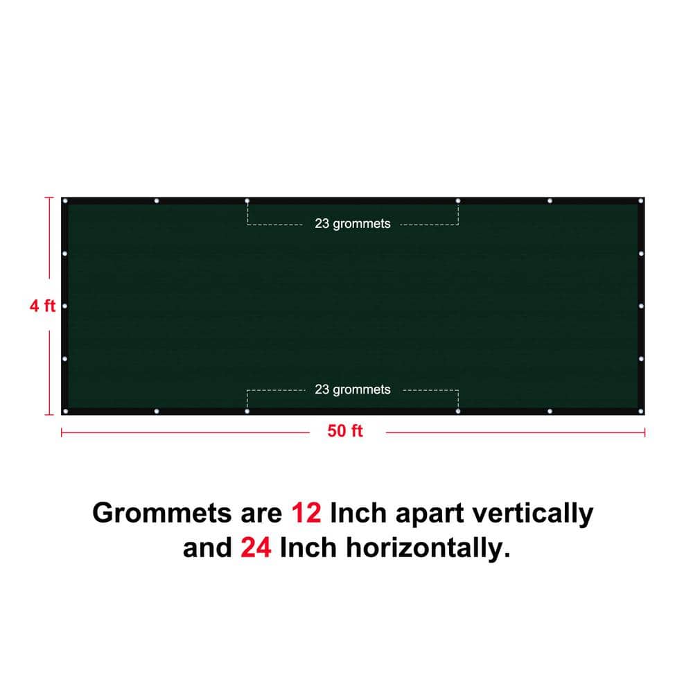 Shatex Privacy Fence Screen Heavy Duty 90% Blockage Shade Cover Fencing Net for Wall Garden Gazebo Backyard,4*50 ft, Dark Green (3)