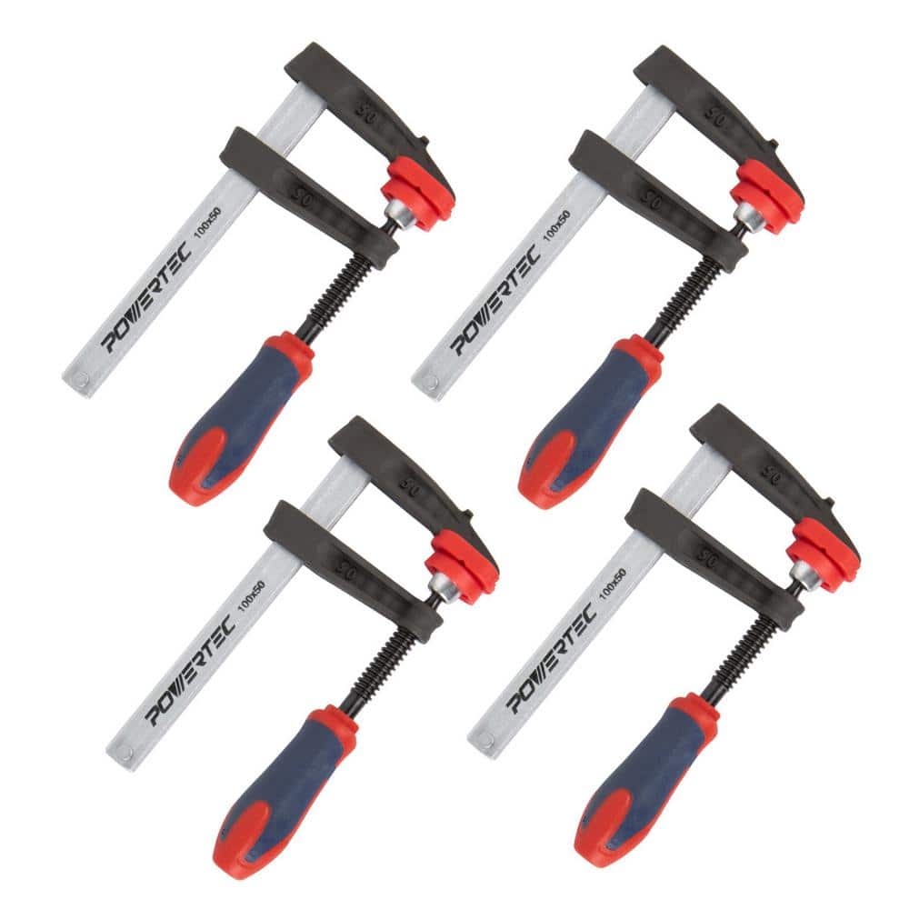 ‎POWERTEC 4 in. 300 lbs. F Clamp Set, Heavy Duty F Style Bar Clamps for Woodworking (4-Pack)