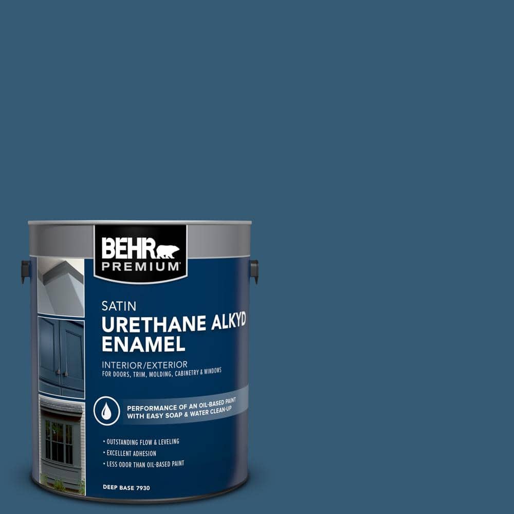 BEHR PREMIUM 1 gal. #M490-7 Shasta Lake Urethane Alkyd Satin Enamel Interior/Exterior Paint (1)