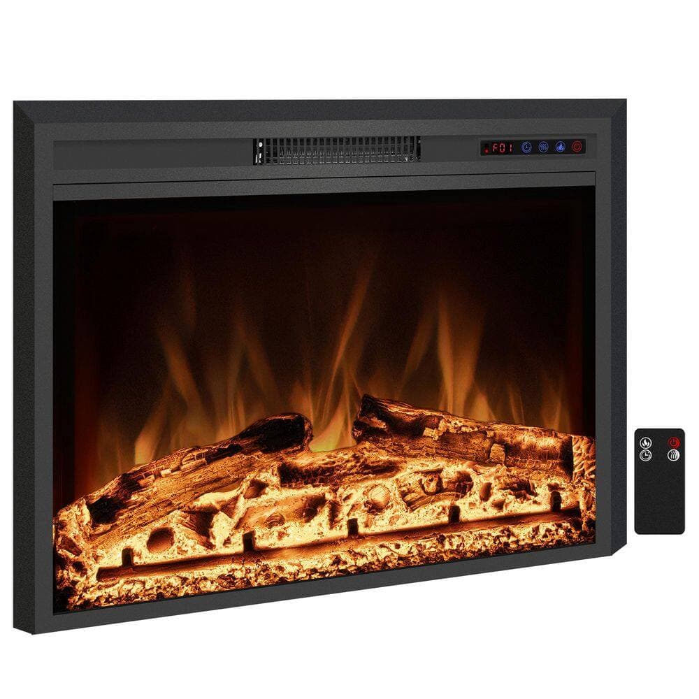 Delandgrand 33 in. Electric Fireplace Inserts with Remote Control, Changeable Led Flame Color, Black, 750-Watt/1500-Watt (1)