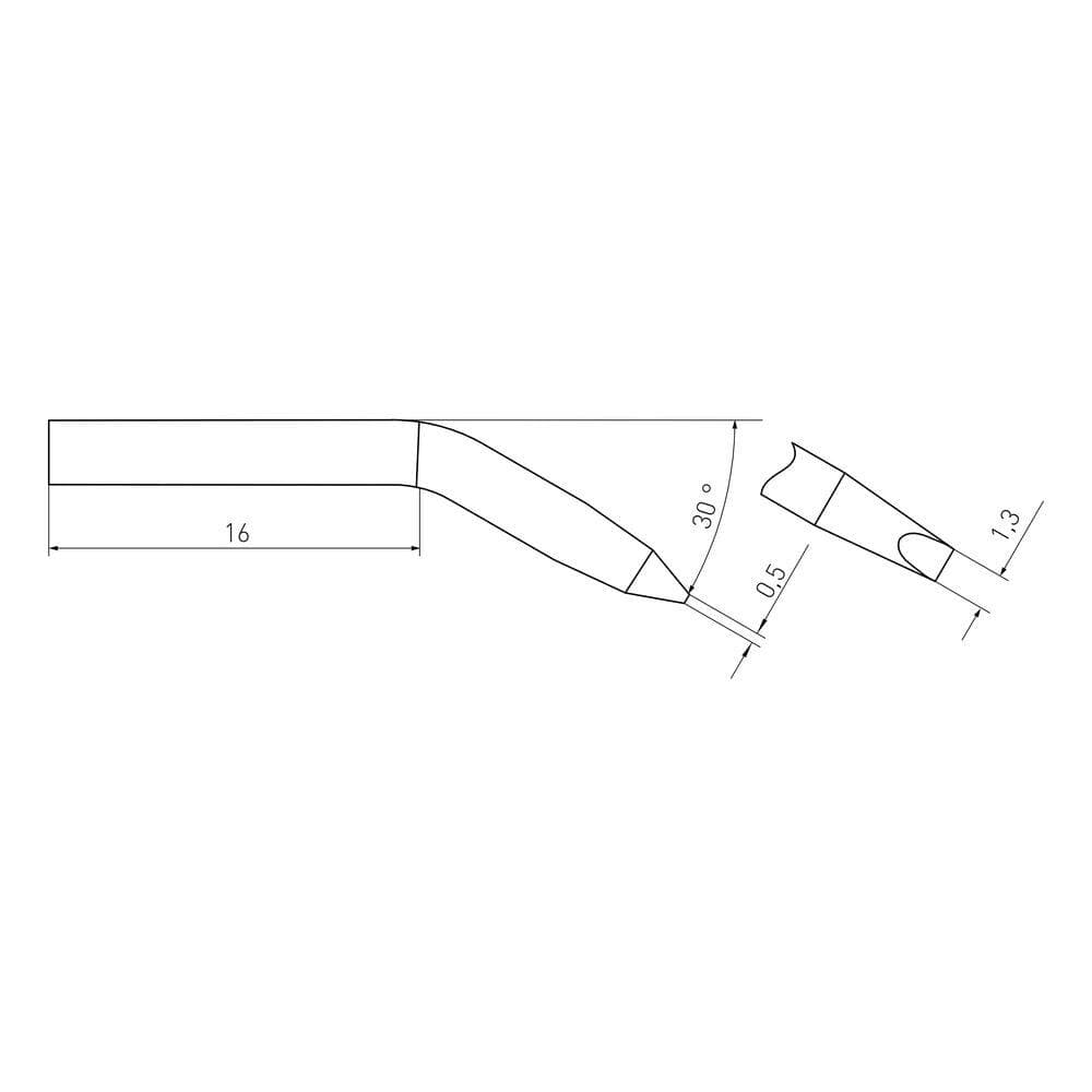 Weller RTMS Micro Soldering Tip, Chisel, Sloped Ø 1.3 x 0.5 mm (2)