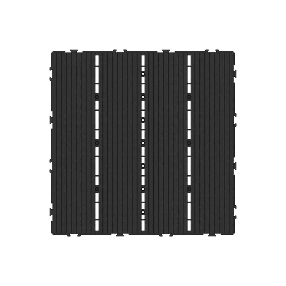 CREATIVE SURFACES 1 ft. x 1 ft. Grooved Composite Deck Tile in Eclipse (12 Per Case)