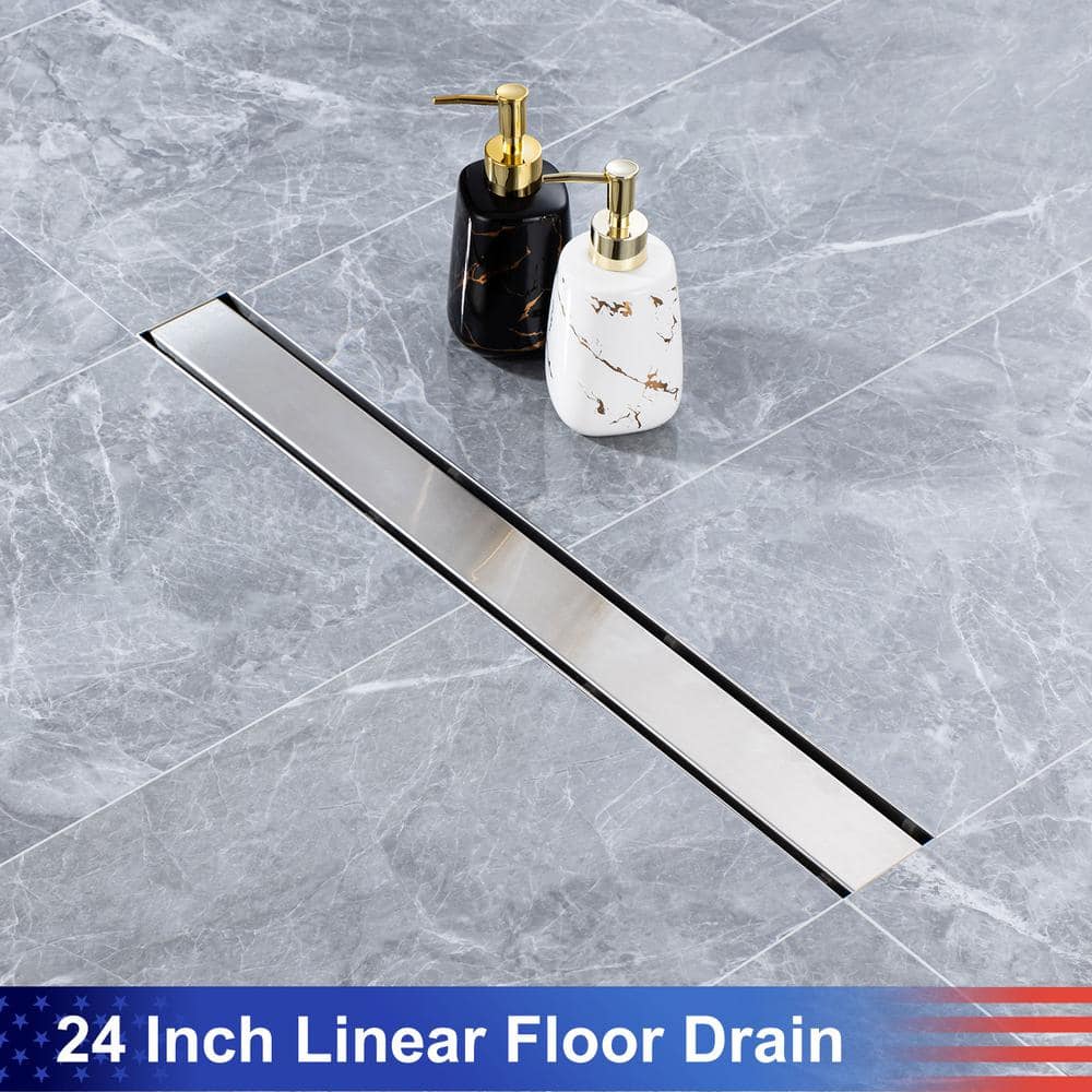 RAINLEX 24 in. Stainless Steel Linear Shower Drain with Tile-in Cover in Brushed Nickel (2)