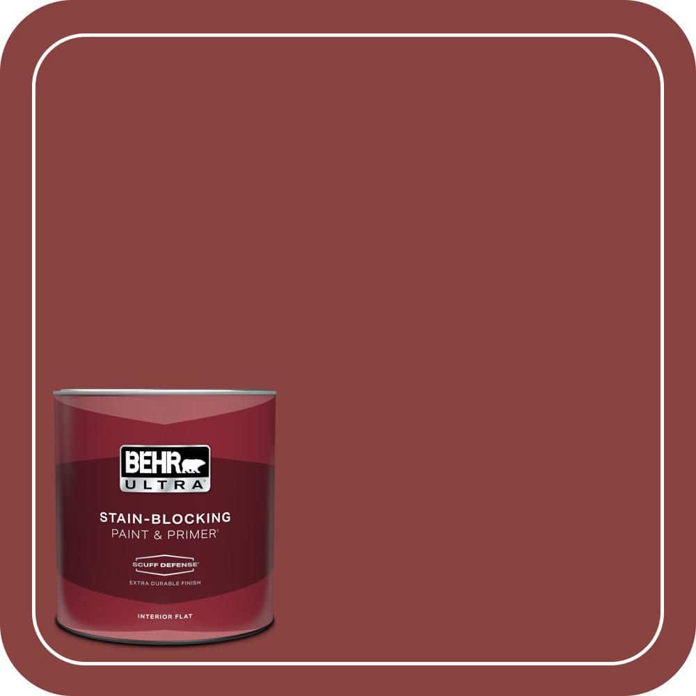 BEHR ULTRA 1 qt. #QE-07 Country Lane Red Extra Durable Flat Interior Paint & Primer