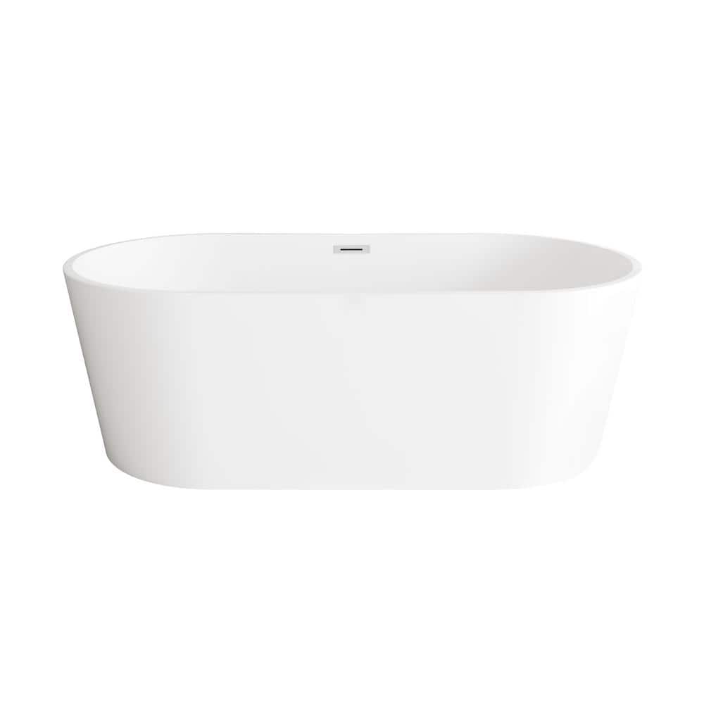 Unbranded Timeless Home 67 in. x 29.5 in. Soaking Bathtub with Center Drain in Glossy White with Chrome Trim