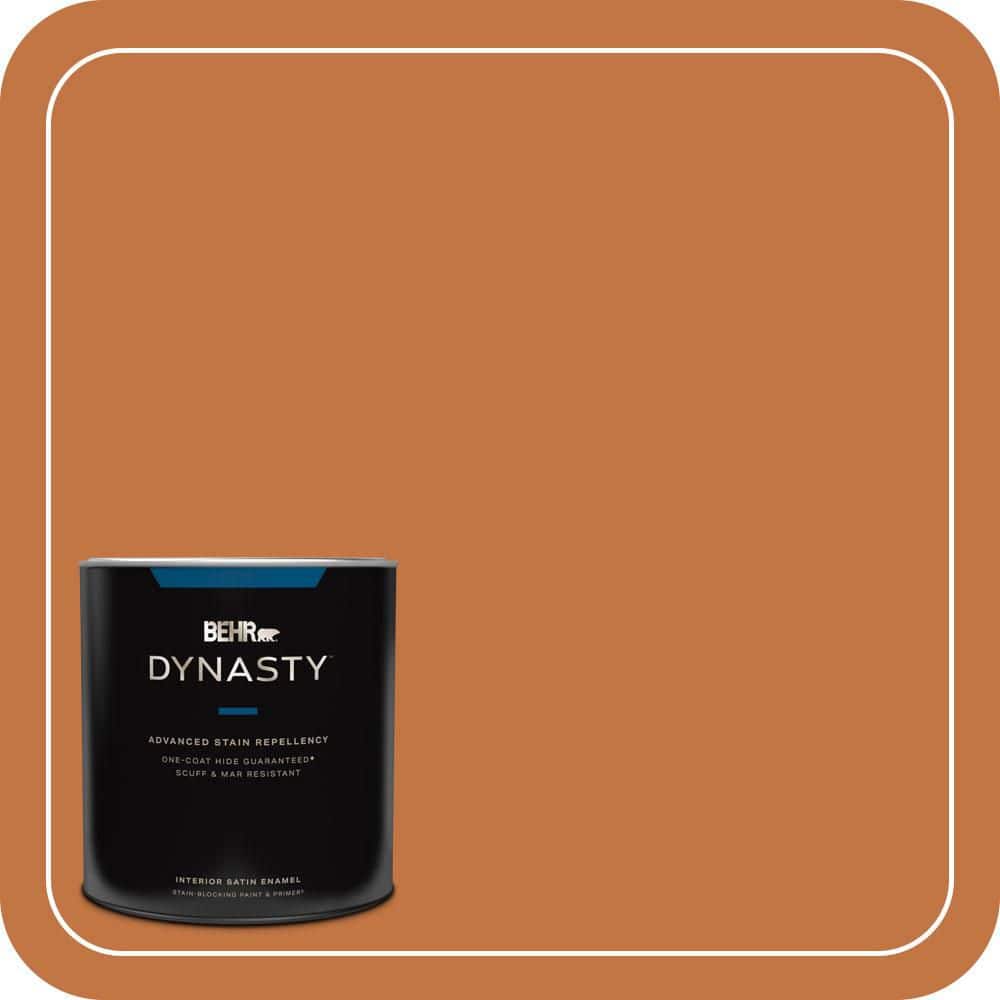 BEHR DYNASTY 1 qt. #PPU3-02 Marmalade Glaze Satin Enamel Interior Stain-Blocking Paint and Primer