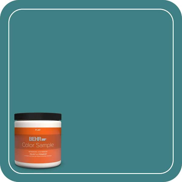 BEHR PREMIUM PLUS 8 oz. #510D-7 Pacific Sea Teal Flat Interior/Exterior Paint & Primer Color Sample (2)