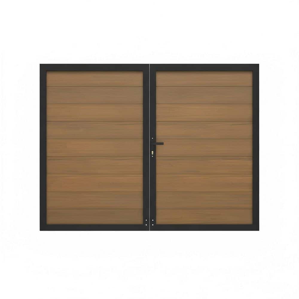 mondaria Durable 10 ft. W x 6 ft. H Brown Composite Privacy Fence Gate (No Posts Included)
