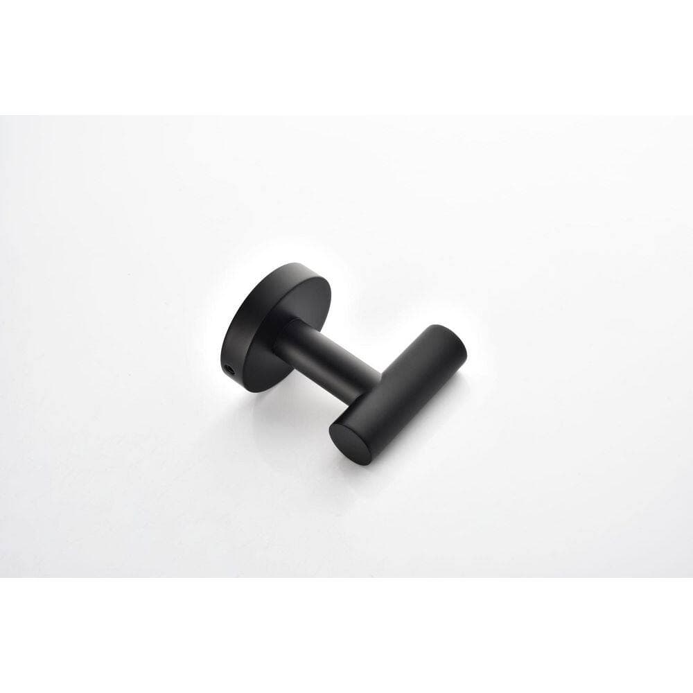 Buruis Square J-Hook Robe/Towel Hook Matte Black, Designed for Bathroom, Bedroom and Kitchen (2)