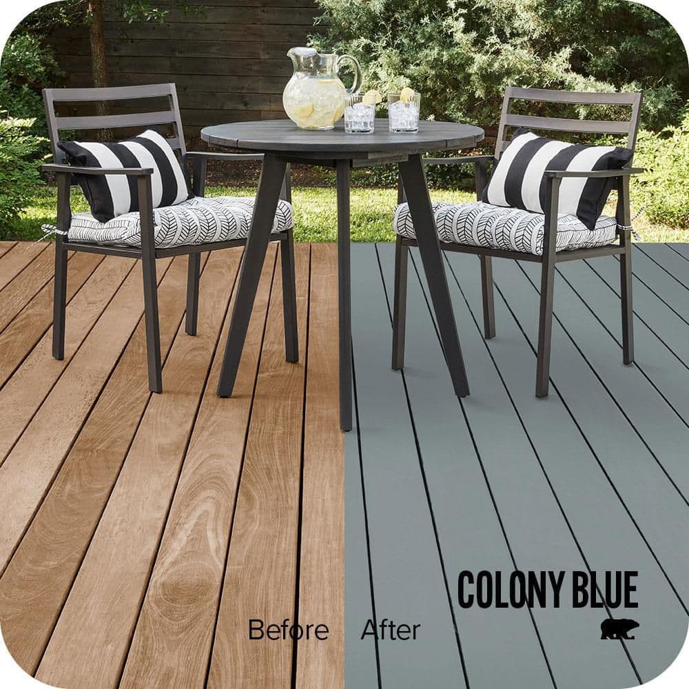 BEHR PREMIUM 1 gal. #SC-119 Colony Blue Solid Color Waterproofing Exterior Wood Stain and Sealer (2)
