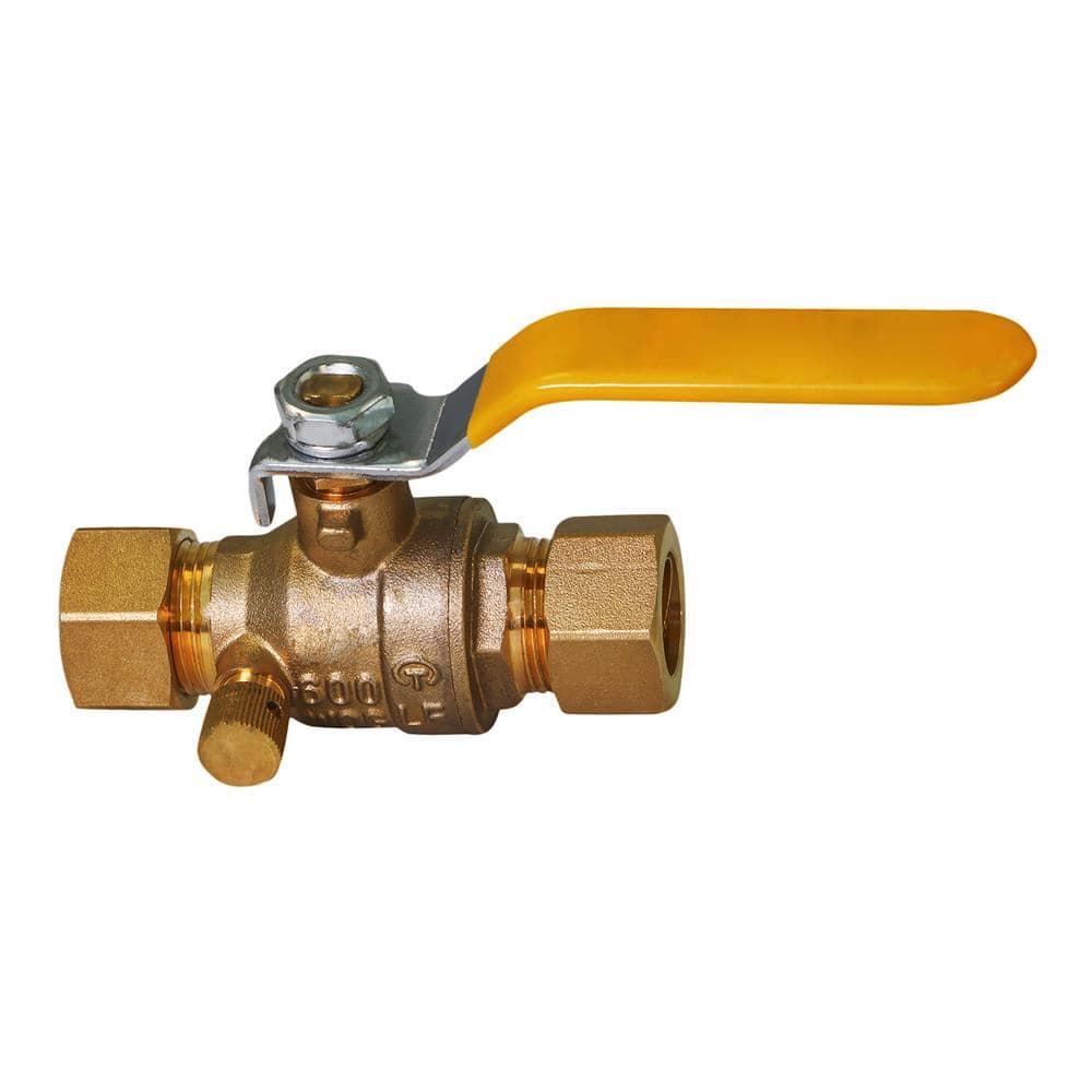 The Plumber's Choice 3/4 in. Premium Brass Full Port Ball Valve with Drain, with Compression Connections (10-Pack) (3)