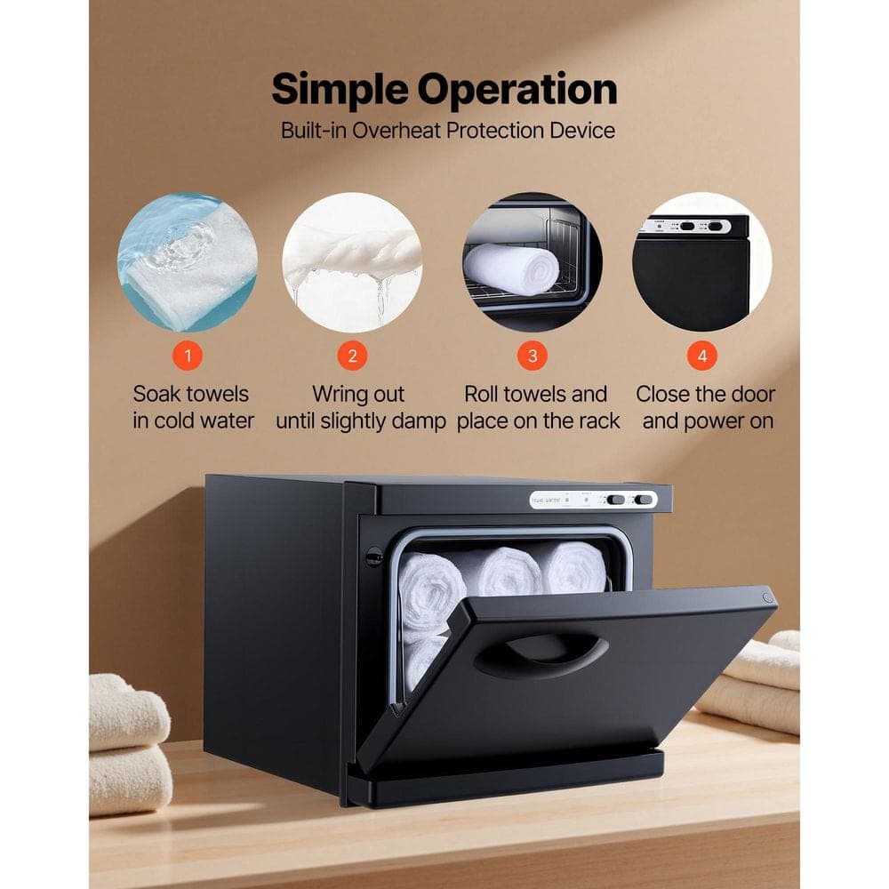 SKYSHALO Hot Towel Warmer, 1.76 gal. Small Towel Warmer Cabinet with Clip & Stainless Steel Rack, Holds up 12 Towels Single Black (3)