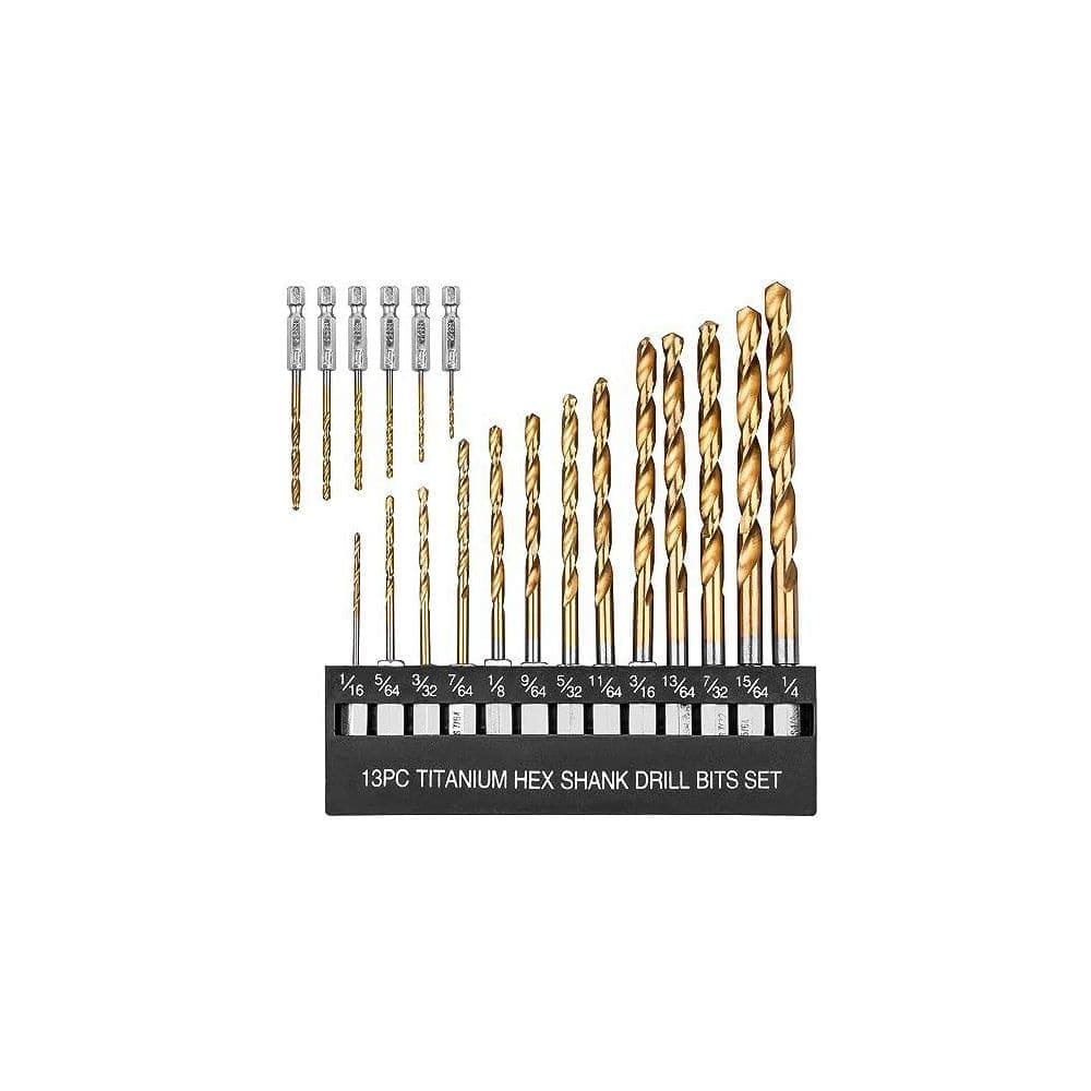 Unbranded 19 PCS Hex Shank Drill Bit Set 1/16-1/4 HSS Titanium Coated Twist Bits with Holder for Metal Wood Plastic (2)