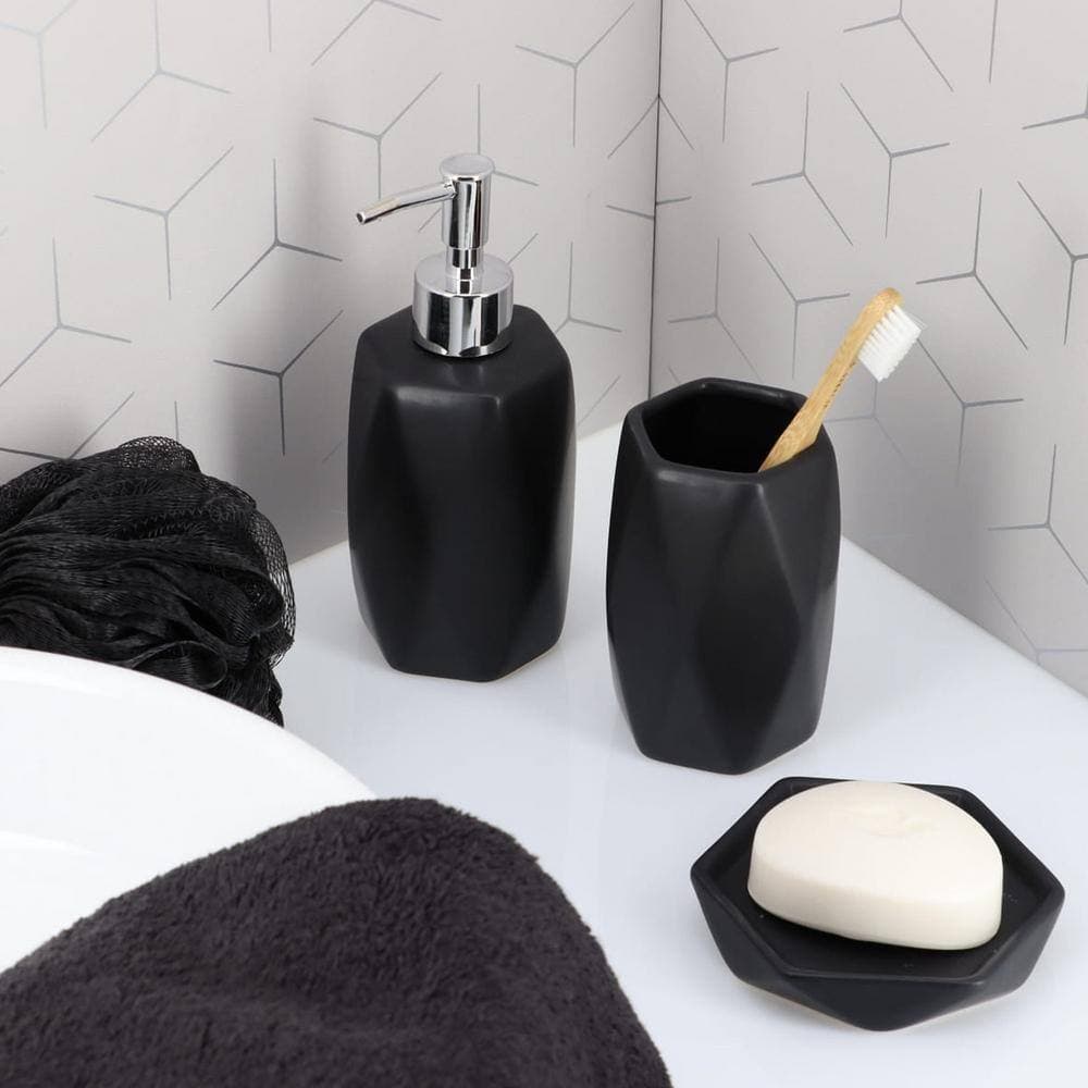 EVIDECO French home goods Diamond Bath Tumbler Cup Holder or Toothbrush Holder Black (2)