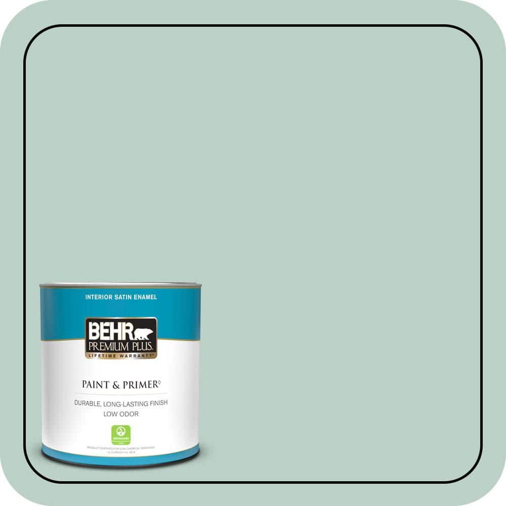 BEHR PREMIUM PLUS 1 qt. #S420-2 Moon Glass Satin Enamel Low Odor Interior Paint & Primer