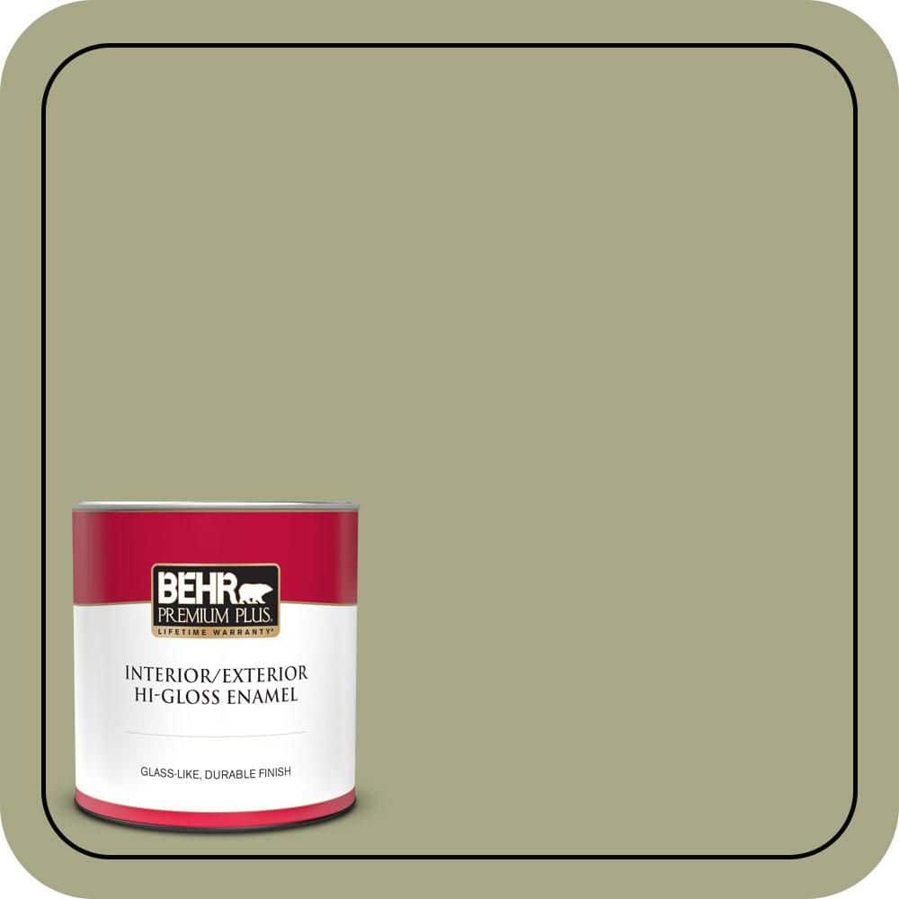 BEHR PREMIUM PLUS 1 qt. #S360-4 Meditation Time Hi-Gloss Enamel Interior/Exterior Paint & Primer