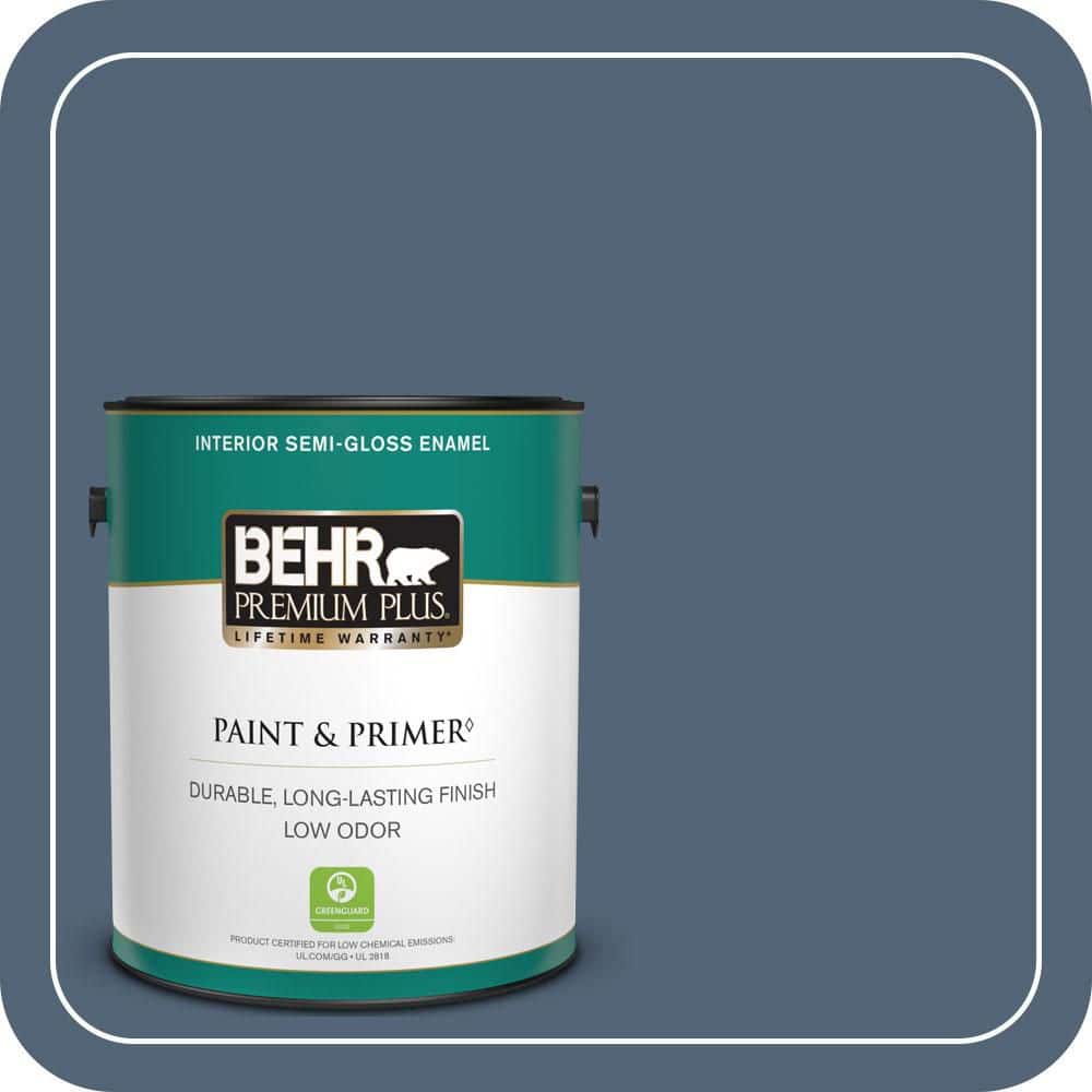 BEHR PREMIUM PLUS 1 gal. #570F-6 Mood Indigo Semi-Gloss Enamel Low Odor Interior Paint & Primer