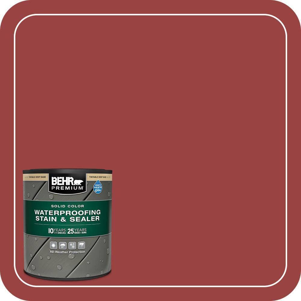 BEHR PREMIUM 1 qt. #MQ1-10 Red My Mind Solid Color Waterproofing Exterior Wood Stain and Sealer (1)