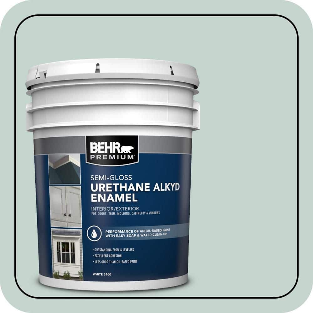 BEHR PREMIUM 5 gal. #N430-2 Natures Reflection Urethane Alkyd Semi-Gloss Enamel Interior/Exterior Paint