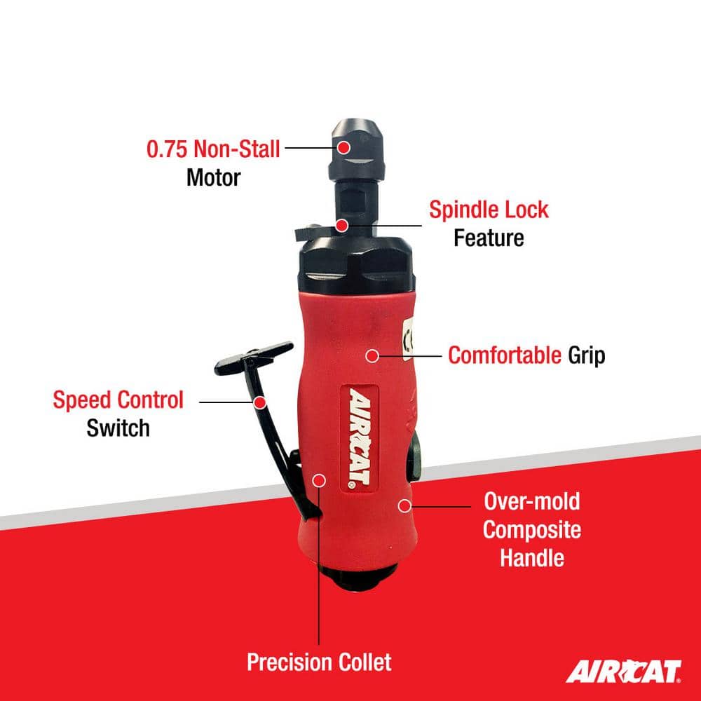 AIRCAT Composite 3/4 HP 1/4 in. Reversible Straight Die Grinder (2)