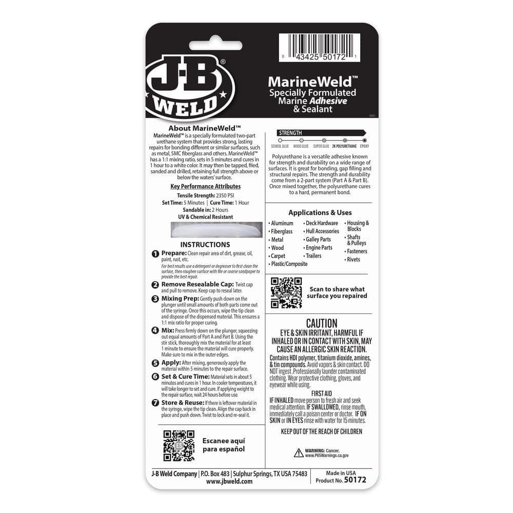 J-B Weld MarineWeld 25 ml 0.85 fl. oz. Epoxy Adhesive (2)