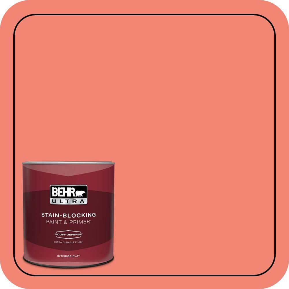BEHR ULTRA 1 qt. #T16-07 Coralette Extra Durable Flat Interior Paint & Primer