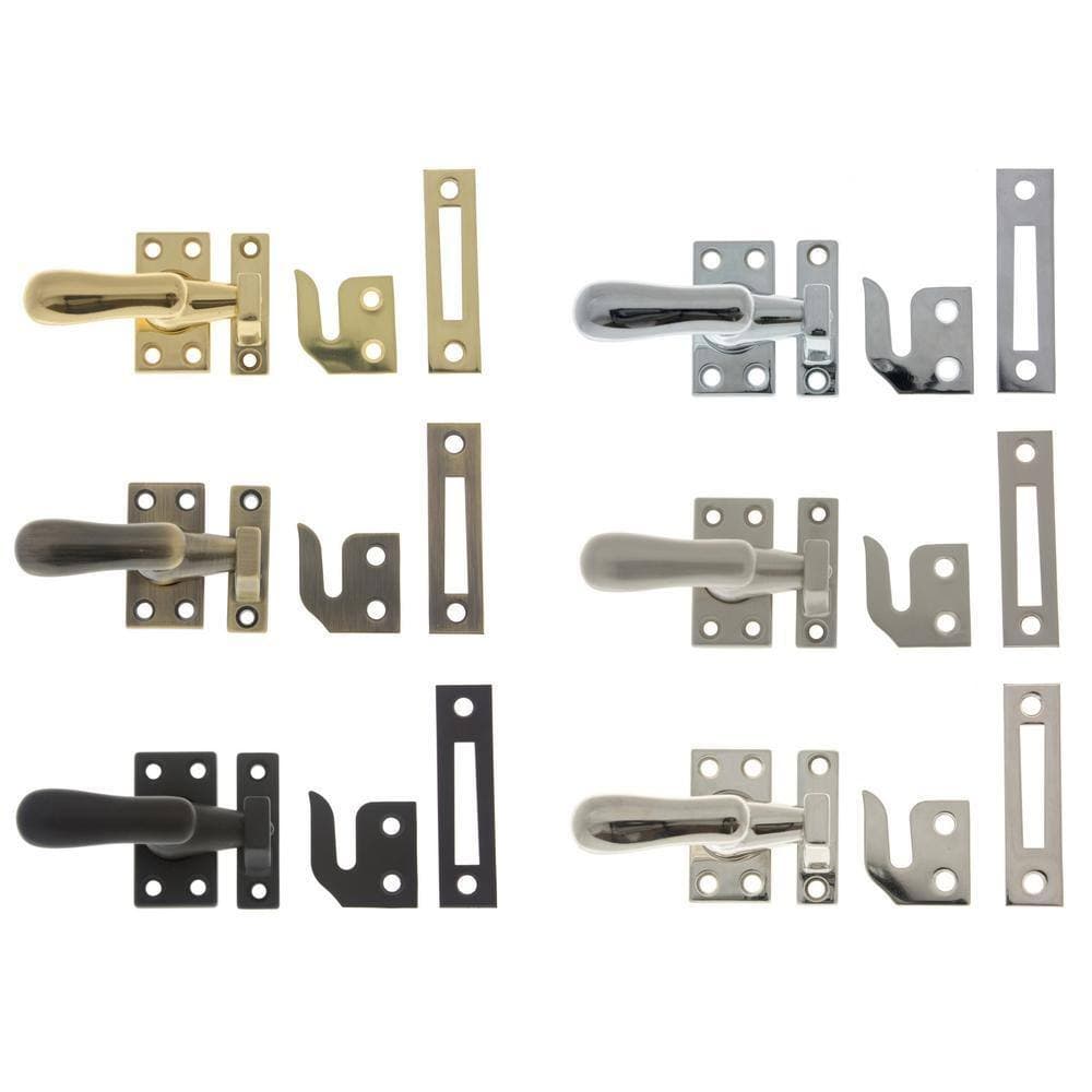 idh by St. Simons Antique Solid Brass Large Window Sash Lock with Casement Fastener (2)